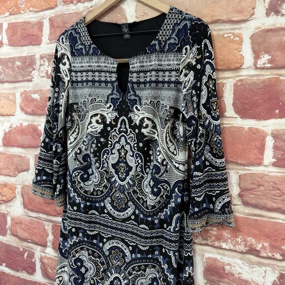 INC International Concepts Dress Medium Multicolor Boho Floral Abstract Popover - Picture 4 of 8